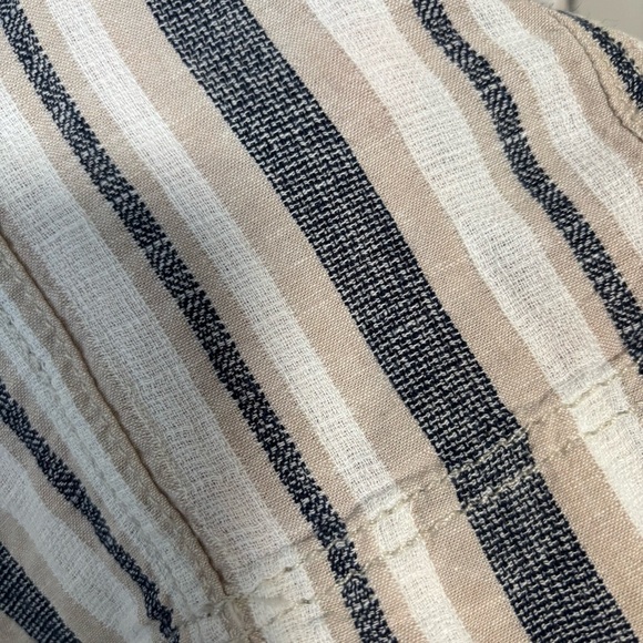 Pilcro Blue/White Stripe Linen Cotton Beach Wide Leg Baggy Cargo Pants - Picture 12 of 15